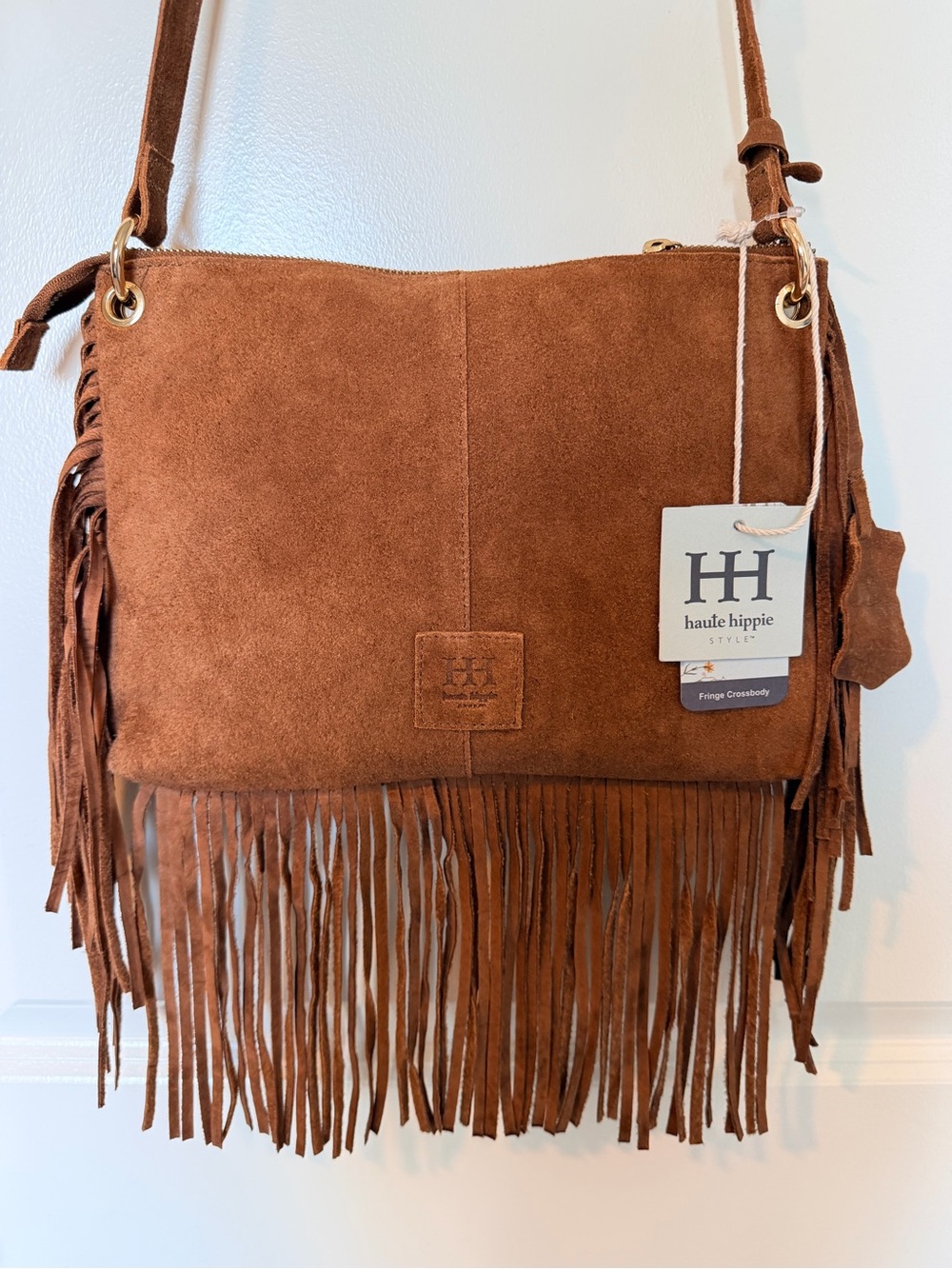 Haute Hippie Suede Fringe Crossbody Bag Brown New With Tags NWT - Picture 3 of 11